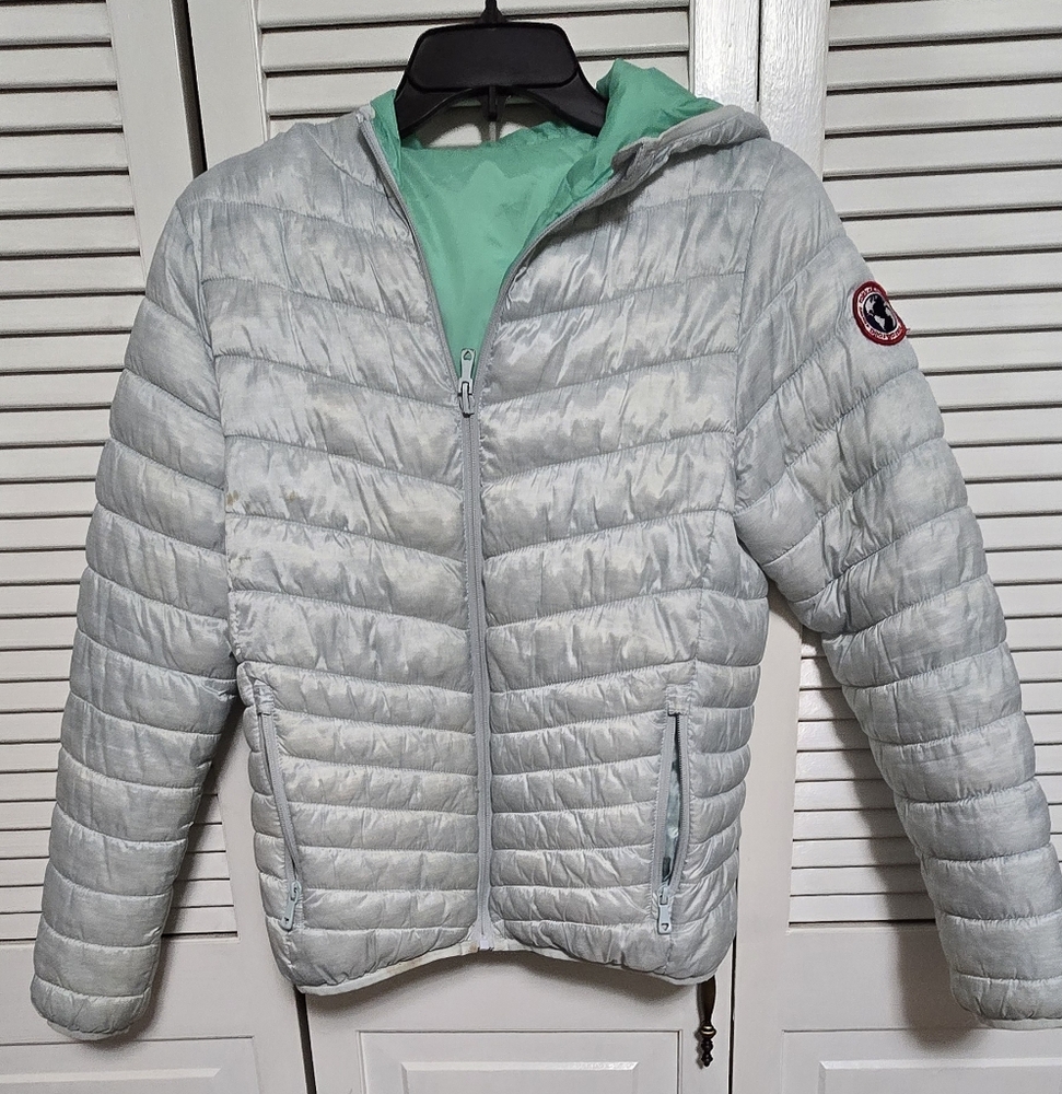 989 Rokka & Rolla Puffer Jacket Reversible Coat Youth Girls Sz L 14 - 16 Winter